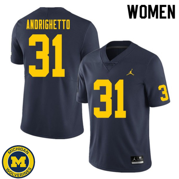 Women University of Michigan #31 Lucas Andrighetto Navy Replica Game Jersey